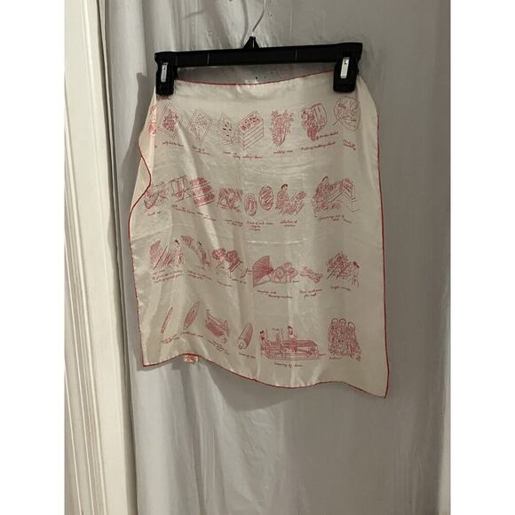 Vintage International Silk Association Made In Japan Silk Handkerchief Red White - Picture 1 of 9